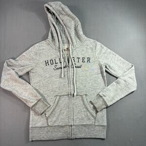 Hollister Full Zip Hoodie Women's XS Gray Sunset Coast Logo Sweatshirt
